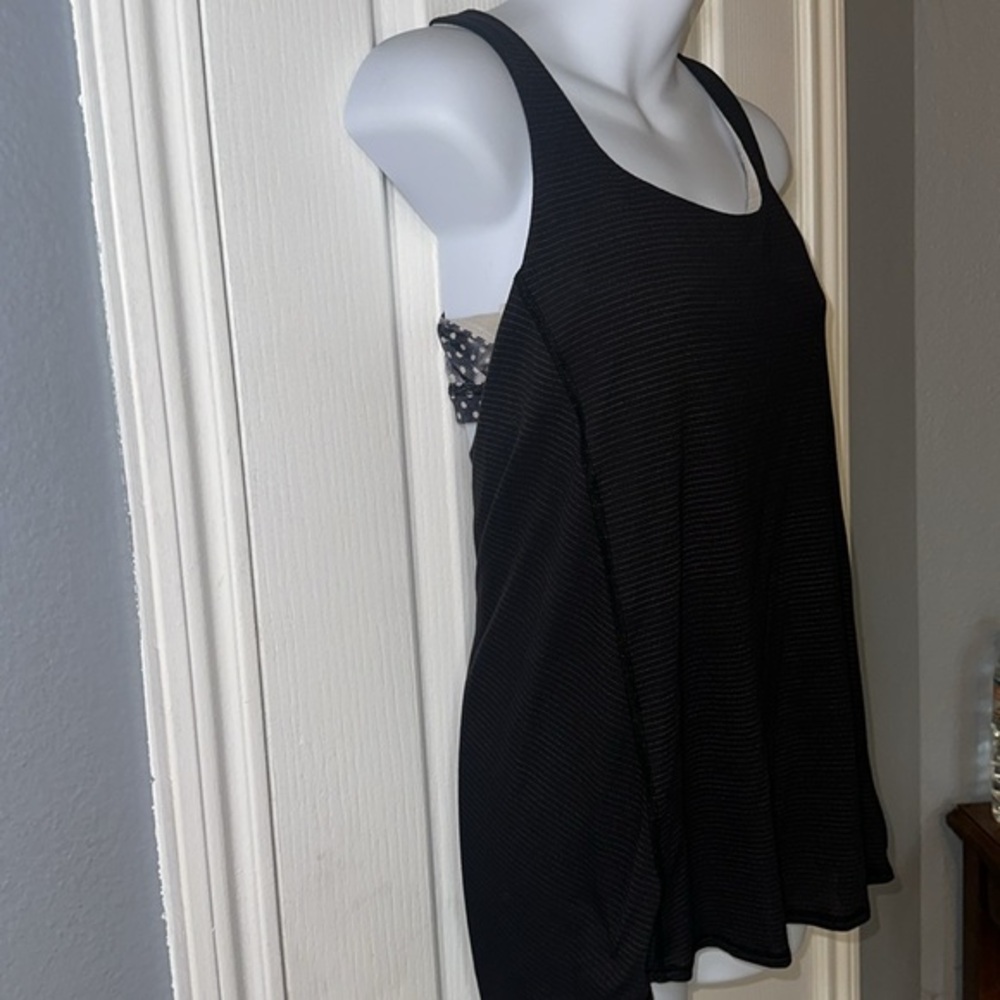 Women's Black Stripe Cross Draped Back Tunic Top recommended for a 6‎